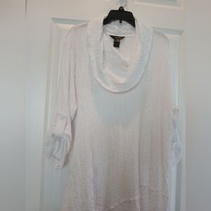 Ali Miles Cowl Neck Top White